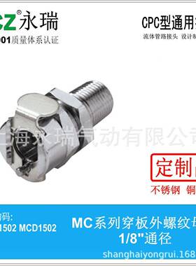 NCZ|RS-MC系列穿板外螺纹母座不锈钢快速接头1502CPC接头快拧气动