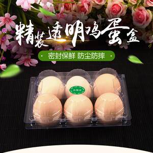 6枚PUJ装中号直透明鸡蛋盒蛋托料现塑吸塑盒浙江厂家销货包邮