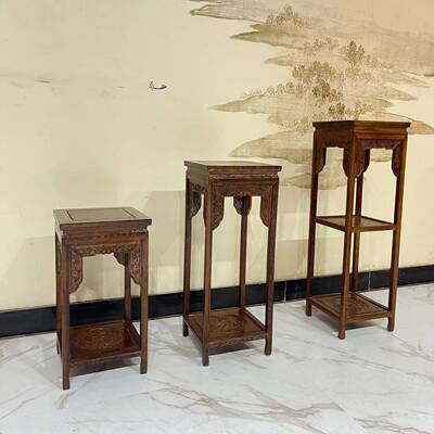 木花架鸡翅木实木花架中式花红架多层架仿盆景古花PKT架置物架