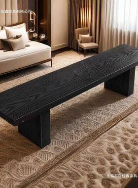 实木黑色北欧长条凳长凳凳板凳床尾长条凳GWR茶子约简换鞋家用