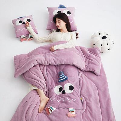 公立体牛奶绒大IXT眼抱枕被两用车用合办室靠午睡枕头车载折叠枕