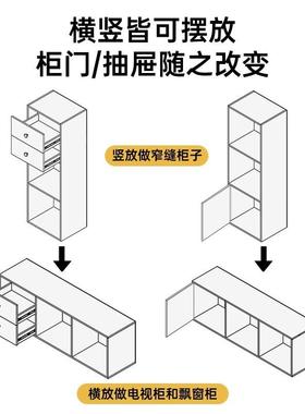 色卡莱克格书子柜实黑木架客厅SG012012沙发边柜落地收纳置物柜柜