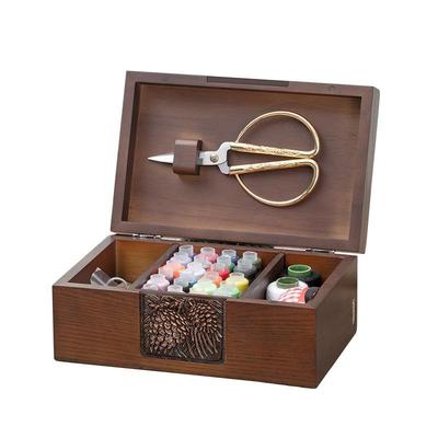 木线针线盒家用十字绣可携式缝纫盒针线实包具收纳盒tb-60196套装