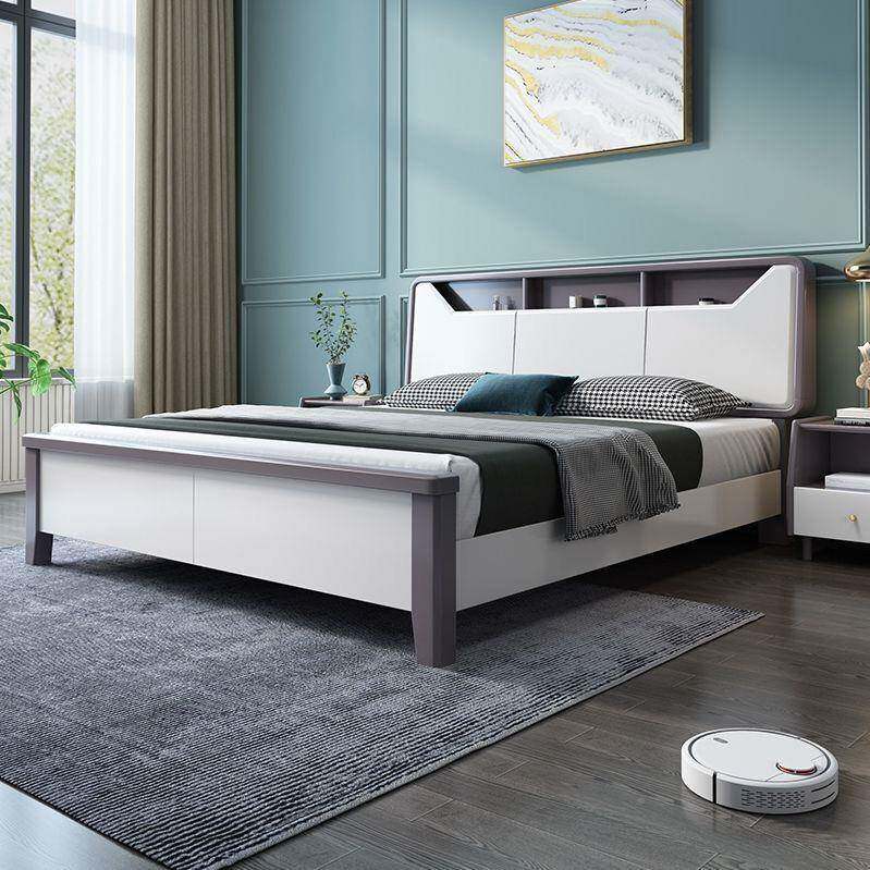 欧实木床现代简约轻白色床卧小户型室储物1.北5奢米1.8米jm128-6#