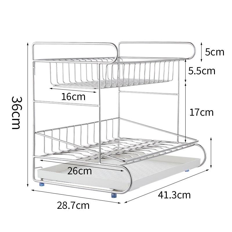 一体加固04不锈钢碗架放双层沥水碗碟架3厨房置物架收纳晾HS-1093