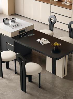 功新款岩板POM岛小台桌一体实木伸缩茶台餐家用户型现代多能吃饭