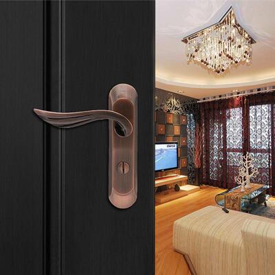 卫生间门红铜色凹弧斜面卫浴手锁锌合金红间通用型厕所洗手厨房门