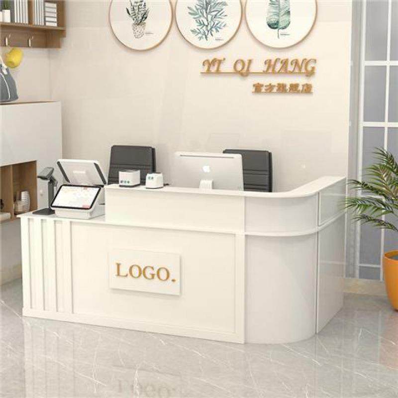 简约现弧形吧台代半圆角接柜台公司前台1待店铺收银台转咨询柜角