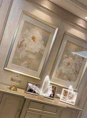 简美客厅沙发背景装饰画房间卧室奶油风花卉挂画玄关走廊入户壁画