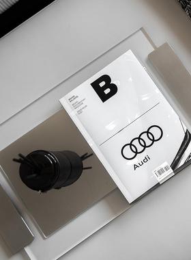 现代简约长方形亚克力金属收纳托盘售楼处样板间客厅茶几软装饰品