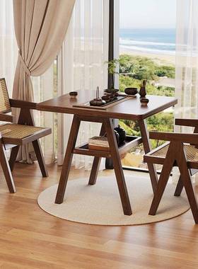 民宿阳台桌椅组合三件套户外庭院休闲风一桌二椅喝茶小桌子全实木