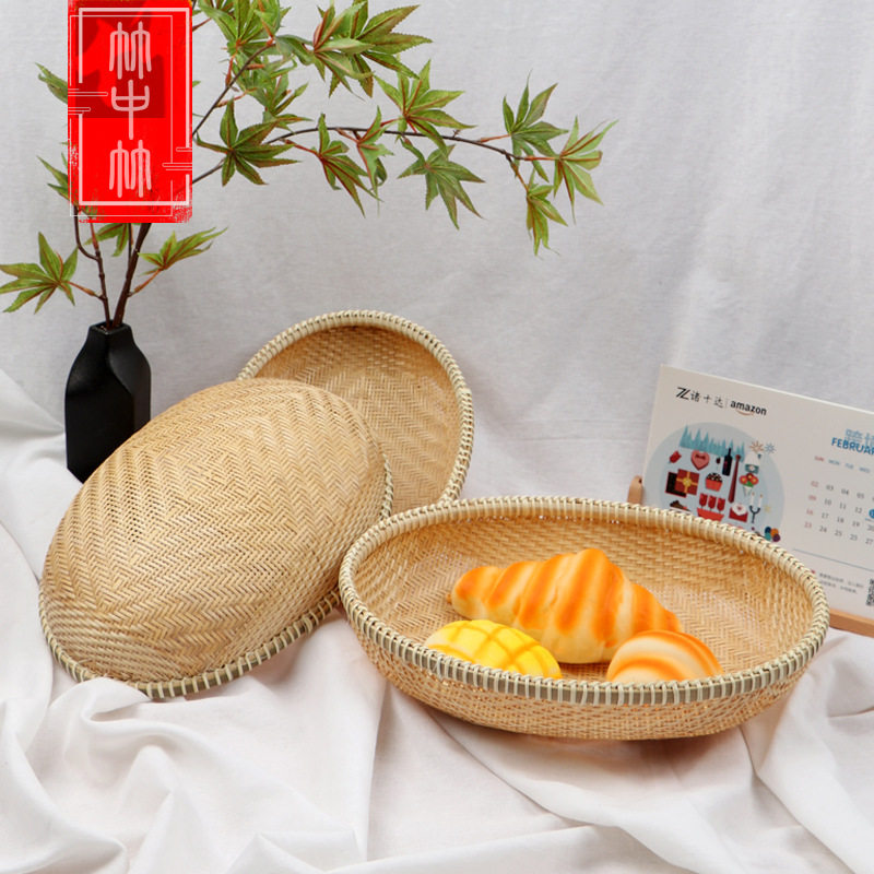 竹编托盘餐具沥水篮子晒菜神器家用手工制品馒头收纳筐农家筲簸箕