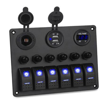 12-24游艇汽车改装6位面板开关带保护器USB电压表组合蓝色光,畜牧/养殖物资,畜牧/养殖器械,淘宝优惠券,粉丝福利购,淘宝优惠卷