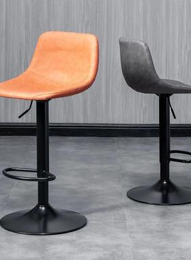 吧台椅升降旋转现代简约靠背吧台凳轻奢家用时尚吧椅铁艺高脚椅子