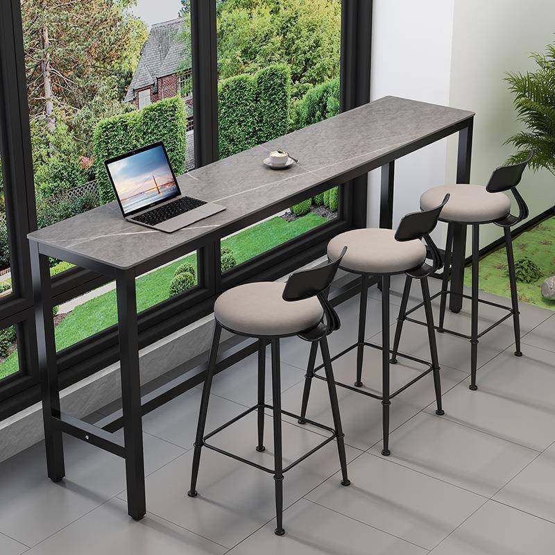 岩板吧台桌家用阳台客厅靠墙长条桌窄桌子奶茶店休闲高脚桌酒吧台