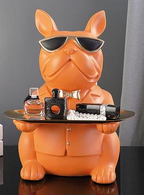 欧北轻奢客厅装饰摆件抽纸盒家居品茶几饰电549视柜创意法斗狗纸