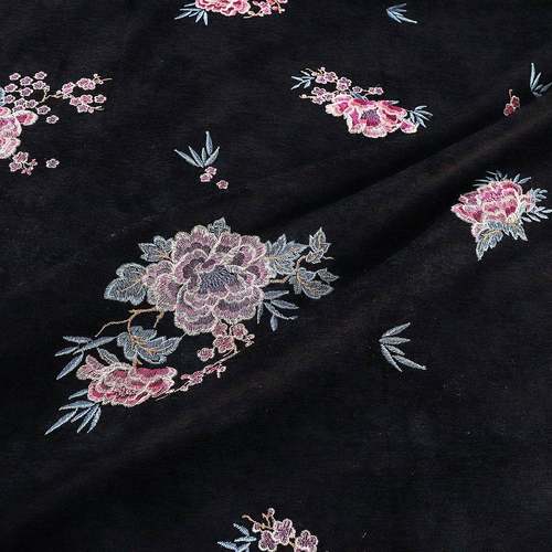 《XX029忆庭》子新中式绣花布料旗花袍服裙子料透气XUG雪尼尔布汉