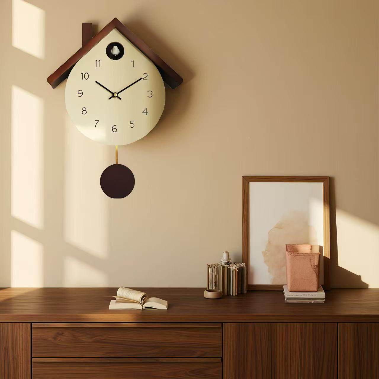 北创意高级感实小PA-56KJF木报时挂创钟客厅钟表挂墙意鸟欧咕咕钟