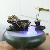 新中招式 财FJM流水摆件瓷小面型桌客厅茶桌办公室装 饰品循环陶水