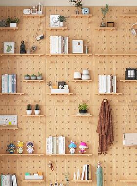 实洞洞上板入户玄关墙置隔物架挂板WHK钩配件板墙面展示木收纳架