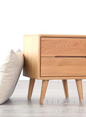 约厂家直供实木北床头柜现代简50648橡木床边小柜子欧卧室原全木