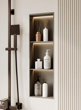 室嵌入10934式30不锈浴钢壁龛隔板卫生间多层置物架金属电4视壁龛