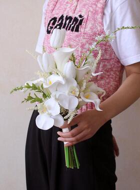 手捧花新娘高领FH859995级感花式花假白色婚礼拍照韩拍摄道具证花