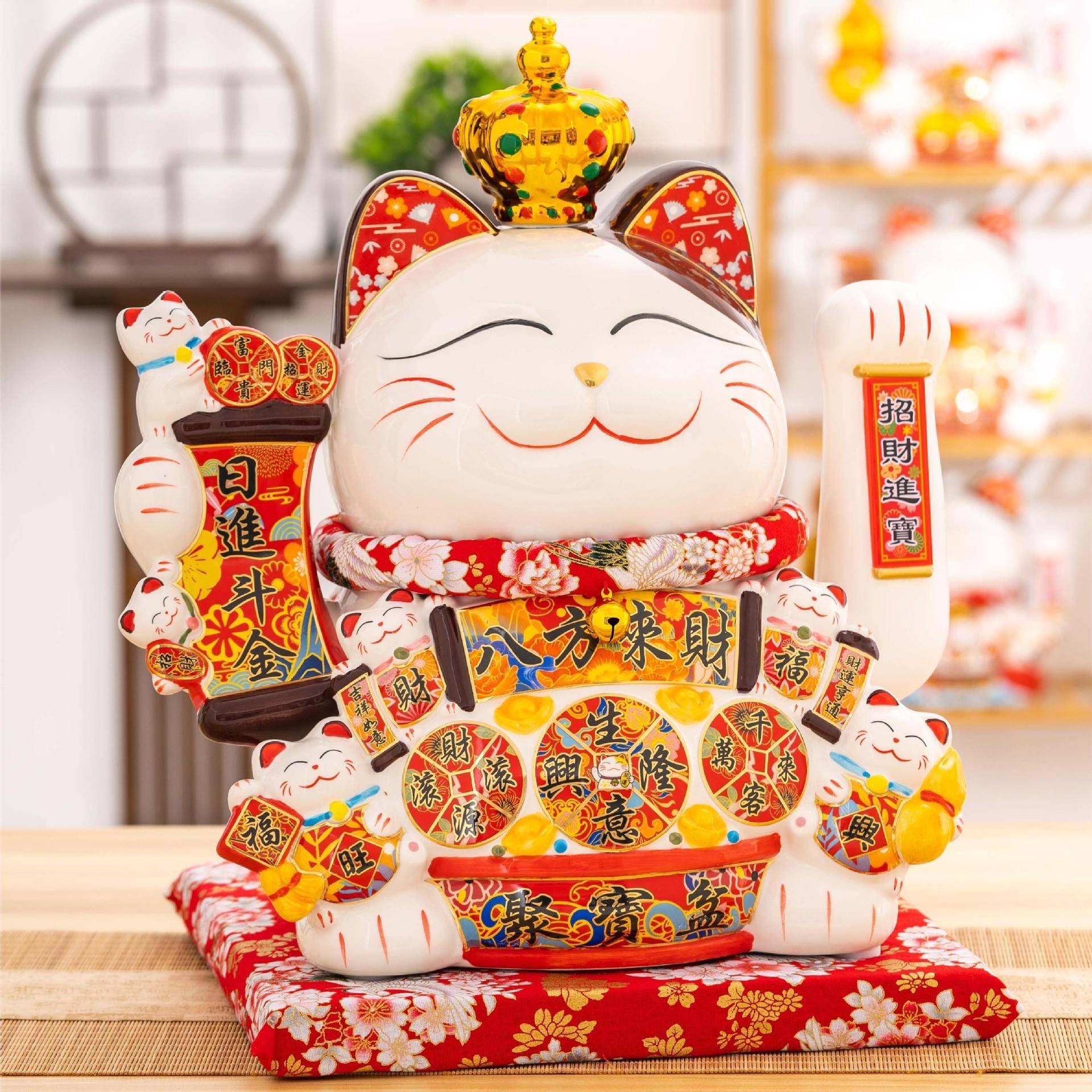 工厂营陶瓷直家居饰品财猫摆件店收铺银前台开JYM-A23业礼品大号