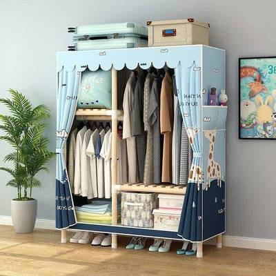 衣租房出825用组装简易家布衣柜实木布衣柜子用卧室牛津布衣橱挂