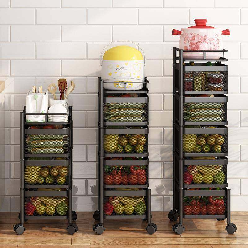 厨房旋转物架多功落地果蔬能篮层多家用收20230912纳架带轮可移动