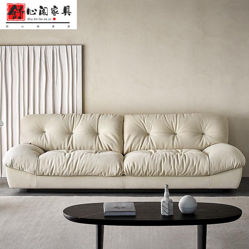 意式极简布艺羽绒bater云朵沙发白敬亭客厅轻奢小户型超软麂皮绒