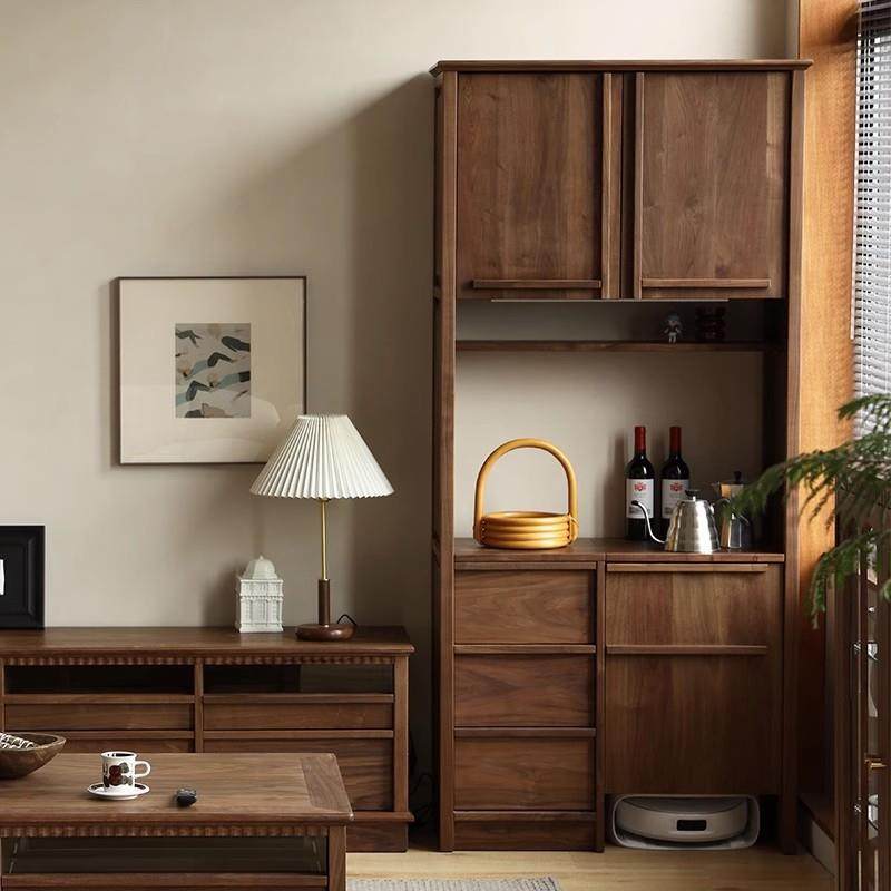 北美黑胡桃木扫地机器人边柜云鲸石头追觅基站收纳柜樱桃木置物架