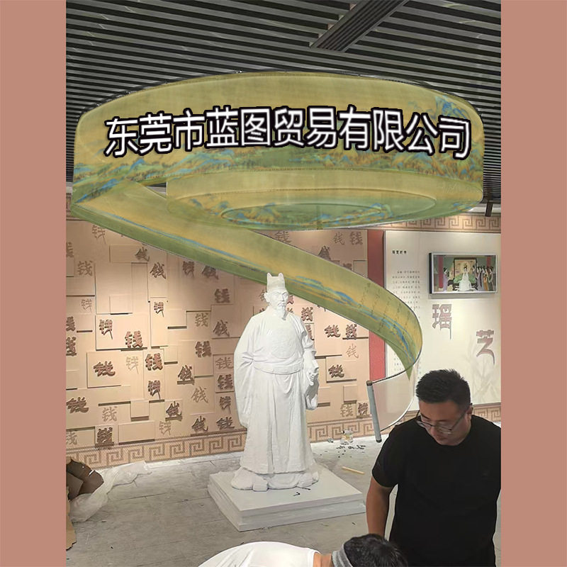 磨砂镂空文字LOGO半不透明双面宴会厅展览会吊顶装饰科技吊灯飘带
