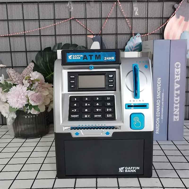 儿童玩具ATM储蓄罐指纹识别大容量密码插卡记数存钱罐