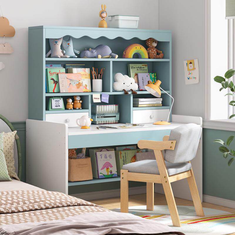 书桌书架书柜一体学生学习写字桌子家用女孩卧室电脑桌椅套装