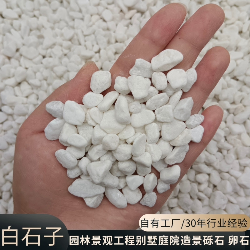 白石子庭院景观造景石造景用白色砾石水洗石胶黏洗米石水洗石