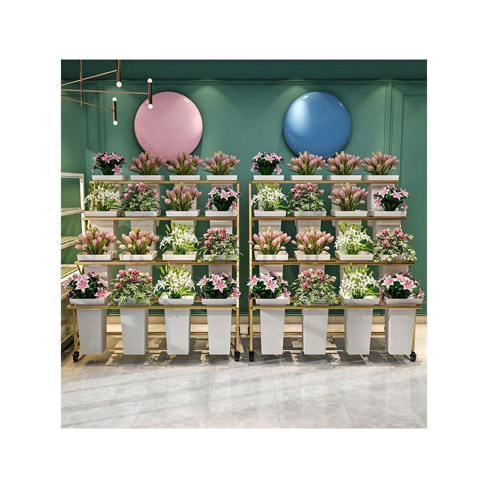 摆摊可移动阶梯多层花店方桶铁艺鲜花假花架子花店花桶展示架花架