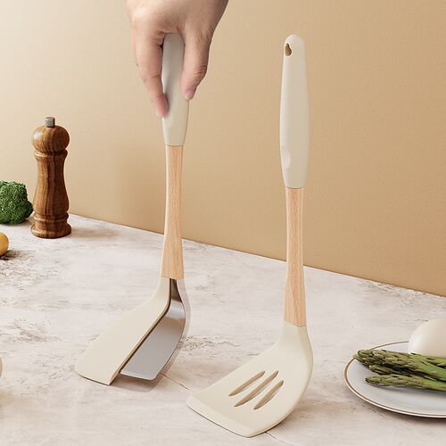 不沾锅专用锅铲矽胶铲厨房高档厨具套组家用木柄炒菜铲子汤勺漏勺