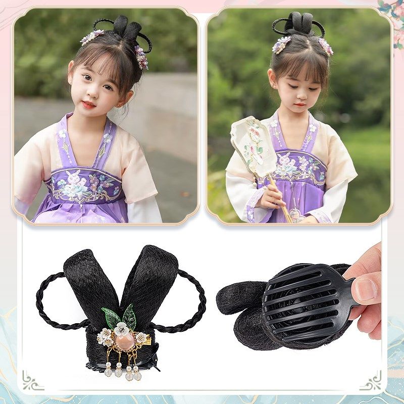 古风儿童汉服假发髻抓夹一体3岁5岁可爱女童发髻芊芊发饰古装头饰,美发护发/假发,发包/丸子,淘宝优惠券,粉丝福利购,淘宝优惠卷