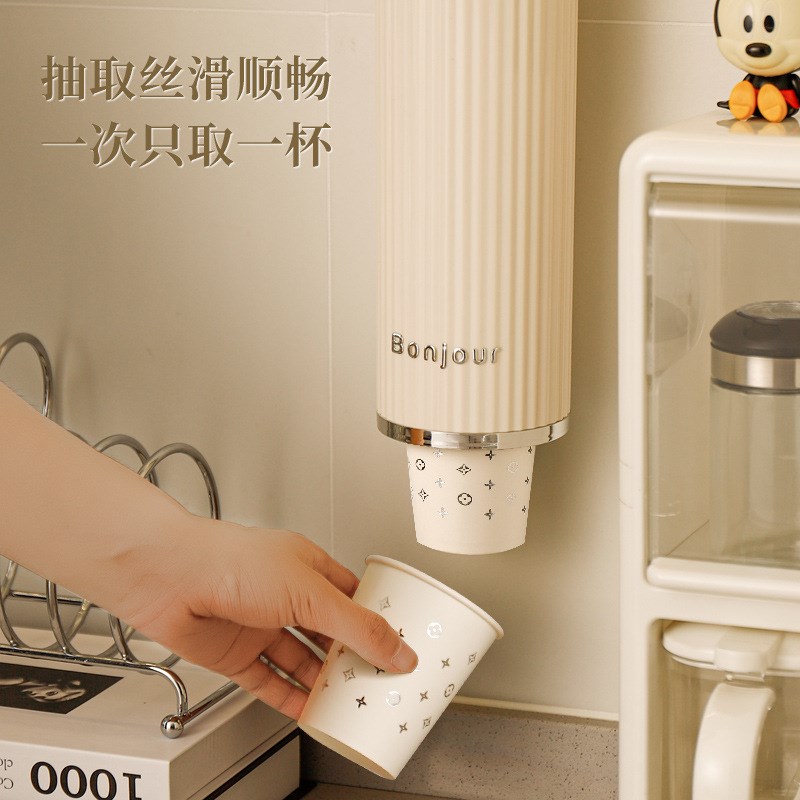 一次性杯子架自动取杯器饮水机放纸杯水杯收纳盒神器杯架的置物架