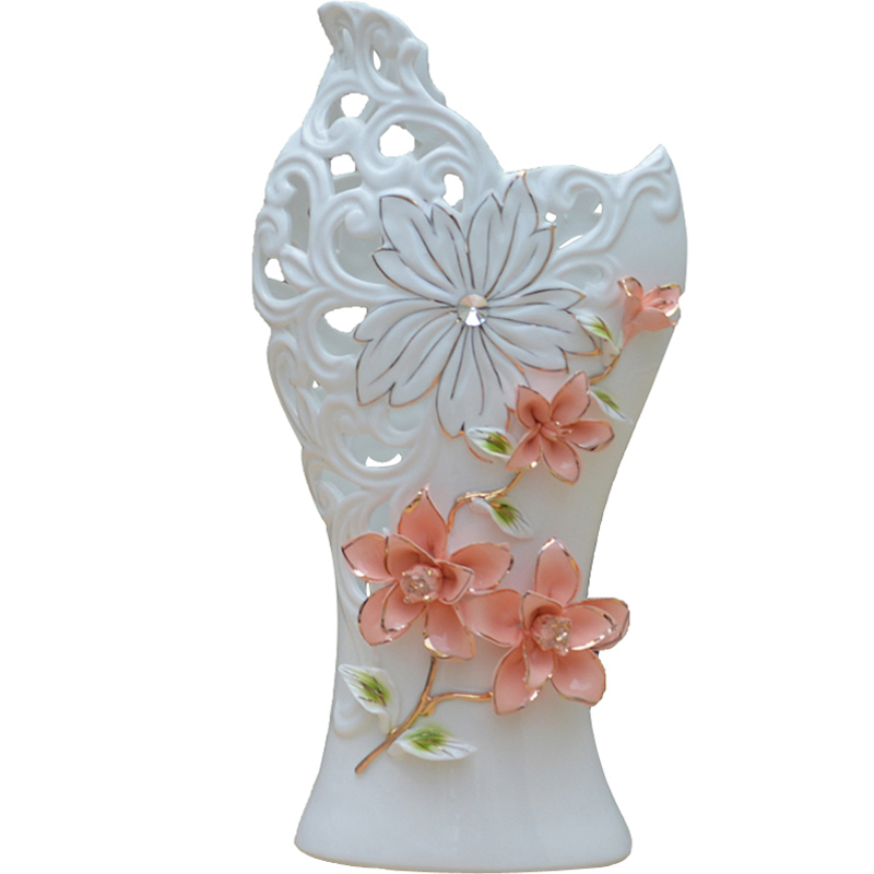 陶瓷花瓶摆件白色客厅干花插花电视柜装饰品餐桌中式创意鲜花瓶插