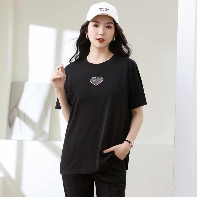 大码女装200斤胖mm夏装洋气时尚上衣胖妹妹显瘦休闲短袖T恤衫