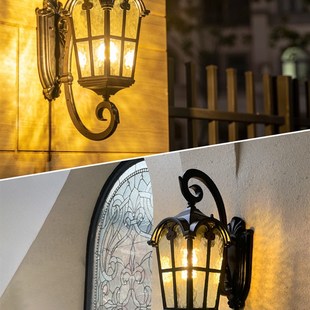 美式户外防水壁灯室外花园别墅过道走廊欧式庭院外墙大门门柱壁灯