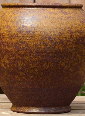 复古手工粗陶多肉花盆大号绿植陶罐花器民宿酒店装饰室内做旧陶盆