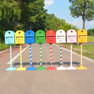 复古英伦风铁艺信箱邮筒模型摆件餐厅酒吧商场网红打卡装饰道具