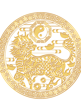 麒麟摆件祥瑞龙凤纯铜隐形创意手机贴纸金属贴大门卧室门对门挂件