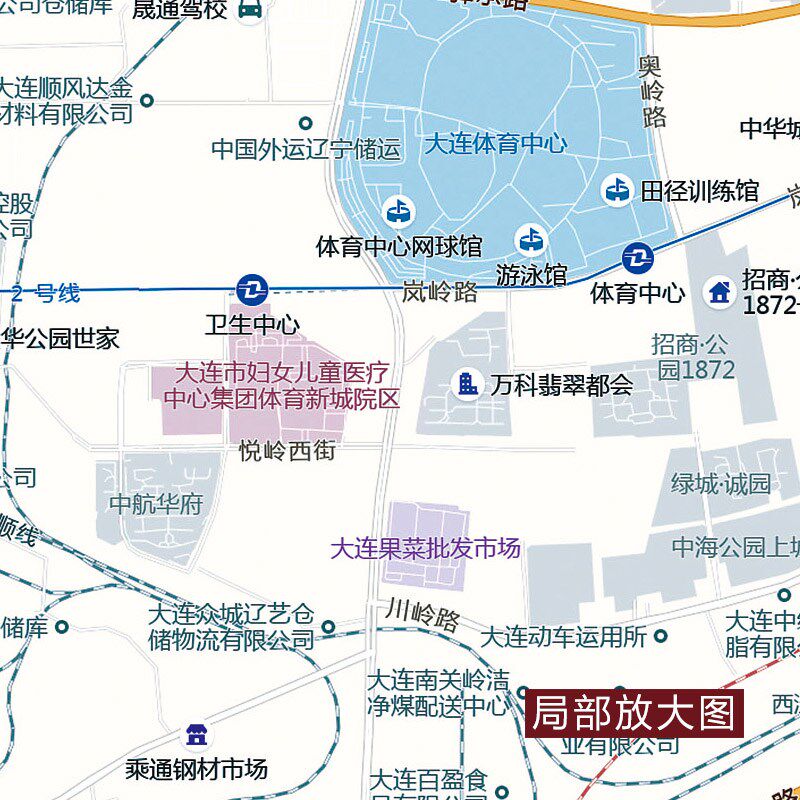 2024新款大连市区地图贴图办公室挂图高清防水墙壁贴超大装饰画