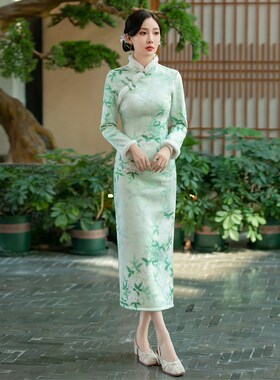 2024改良旗袍裙秋冬款加绒加厚冬天新中式冬季大码微胖高贵晚礼服