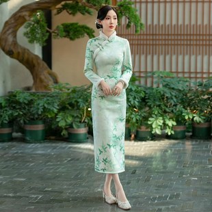 2024改良旗袍裙秋冬款加绒加厚冬天新中式冬季大码微胖高贵晚礼服