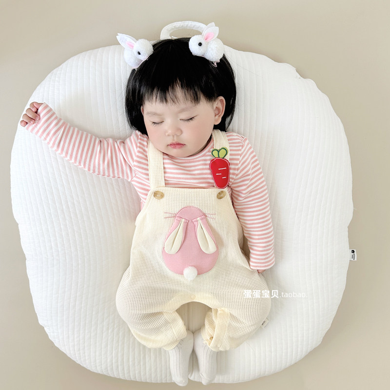 婴儿衣服女宝宝春装连体背带裤公主超萌两件套装网红一岁外出春秋